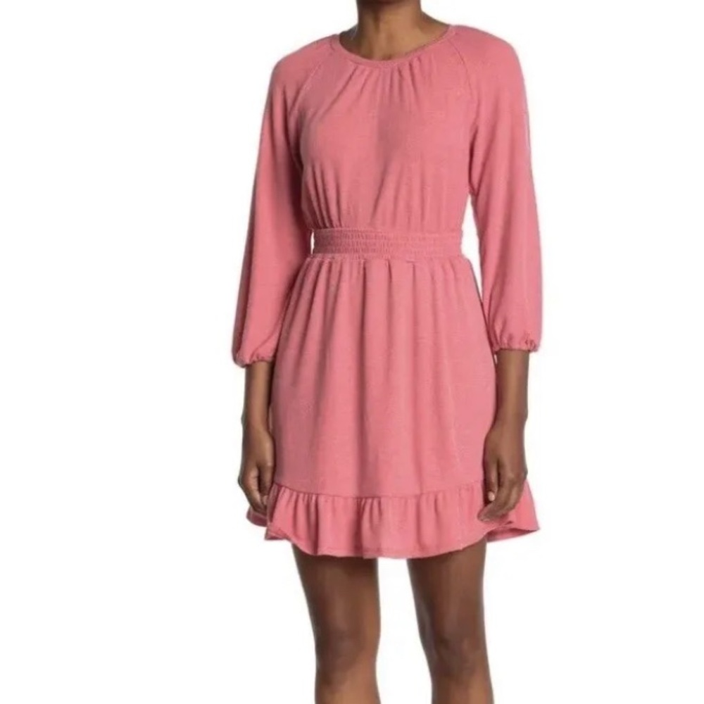 Collective Concepts Waffle Knit A-Line Dress Pink Size Large NWT 5555